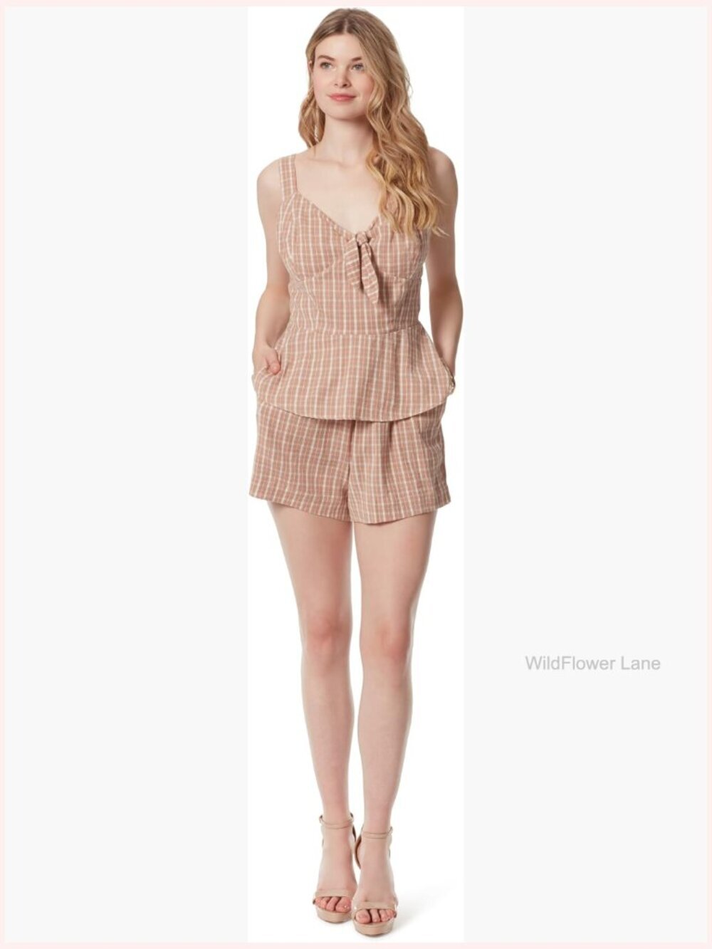 Sweetheart Neckline Tie Front Tank Top with Cut Out Back